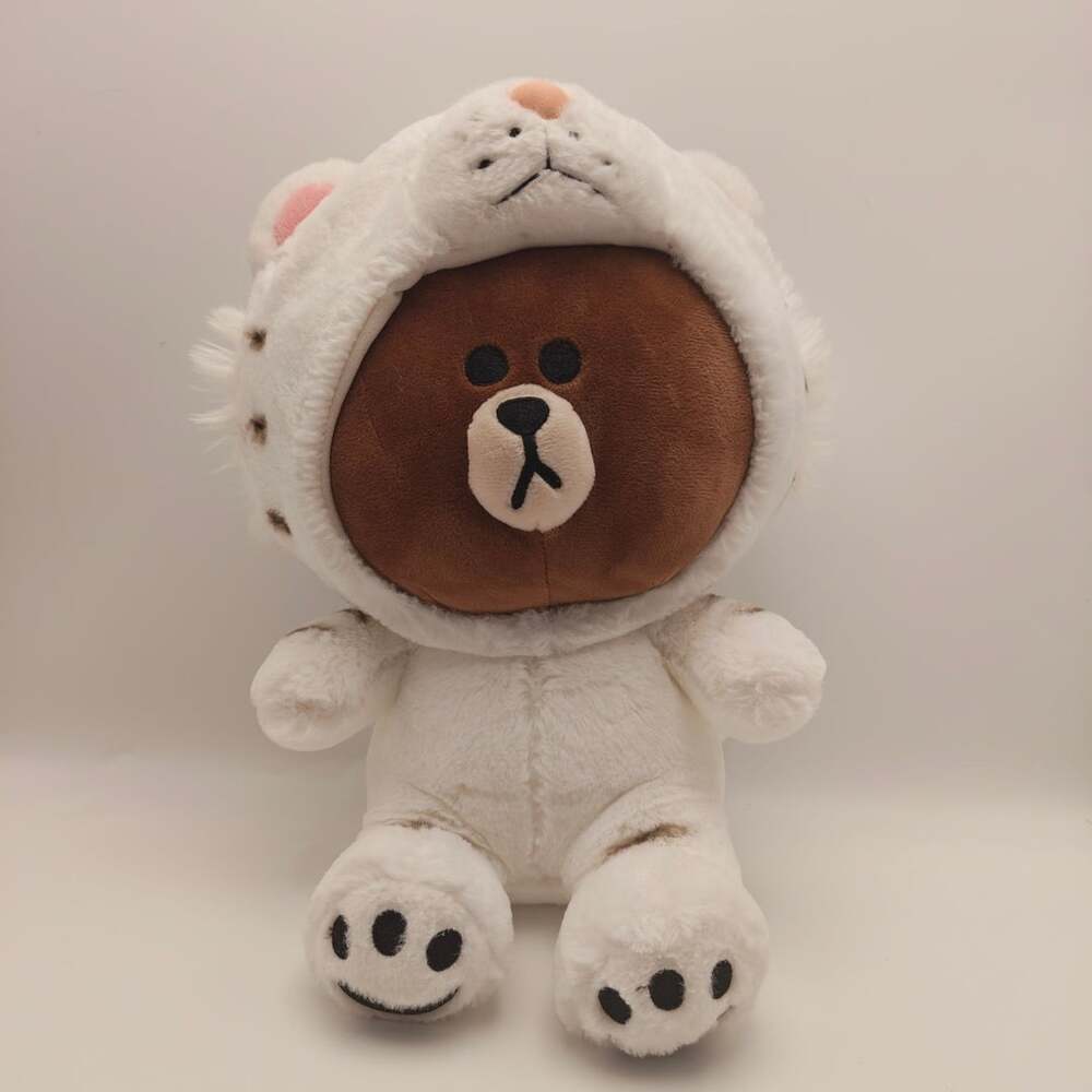 Line Friends Brown Bear White Tiger Costume Plush Toy Stuffed Animal 10.5"